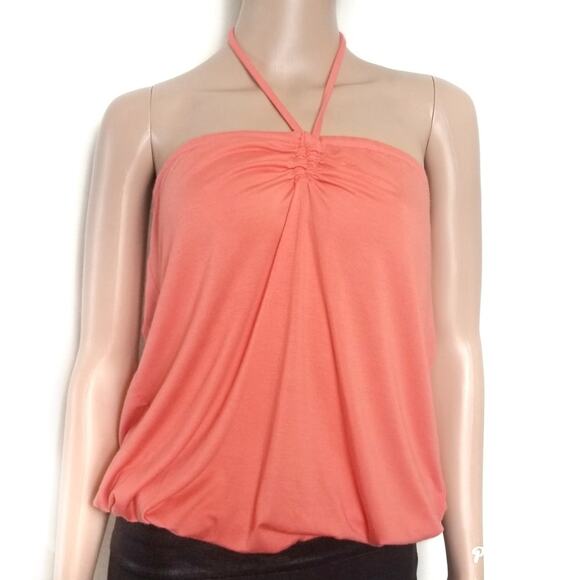 bebe | Bright Peach Halter Tie Top Y2K Retro - Picture 1 of 4